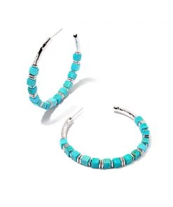 She She Boutique Kendra Scott Ember Hoop Earrings - Gold/Turquoise, Silver/Turquoise, Gold/White
