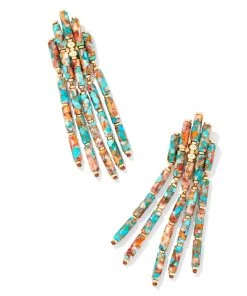 She She Boutique JEWELRY Kendra Scott Ember Statement Earrings - Gold/Turquoise OR Silver/Turquoise