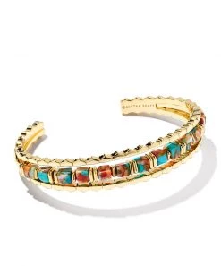 She She Boutique Kendra Scott Ember Triple Cuff Bracelet - Gold/Turquoise, Gold/White OR Gold/Silver