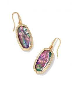 She She Boutique Kendra Scott Framed Dani Gold Drop Earrings - Lilac OR Sea Green JEWELRY