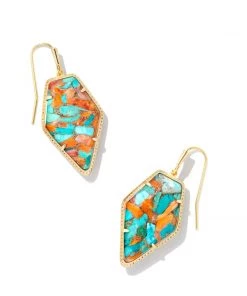 She She Boutique JEWELRY Kendra Scott Framed Tessa Drop Earrings - Gold/Turquoise OR Silver/Turquoise