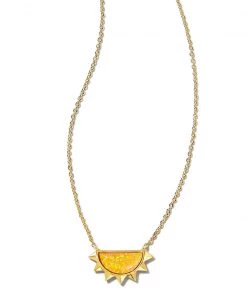 She She Boutique Kendra Scott Sienna Half Sun Pendant - Citrus Kyocera Opal