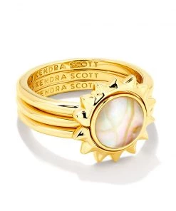 She She Boutique Kendra Scott Sienna Sun Ring Set - Gold/Iridescent Abalone JEWELRY