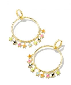 She She Boutique Kendra Scott Sloane Star Open Frame Earrings - Gold Multi, Mixed Metal OR Silver JEWELRY