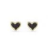 Kendra Scott Ari Heart Stud Earrings - Black Drusy/Gold JEWELRY