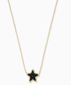 Kendra Scott Jae Star Gold Pendant Necklace - Black Drusy