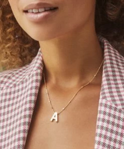 Kendra Scott Letter Pendant Necklace - Gold JEWELRY