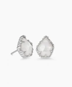JEWELRY Kendra Scott Tessa Silver Stud Earrings - Ivory Pearl