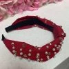 She She Boutique Pearl And Studs Headband - Burgundy ACCESSORIES