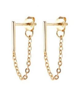 JEWELRY Kris Nations Bar Chain Stud Earrings - Gold