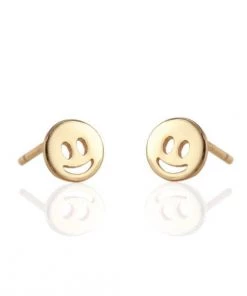Kris Nations Happy Face Stud Earrings - Gold