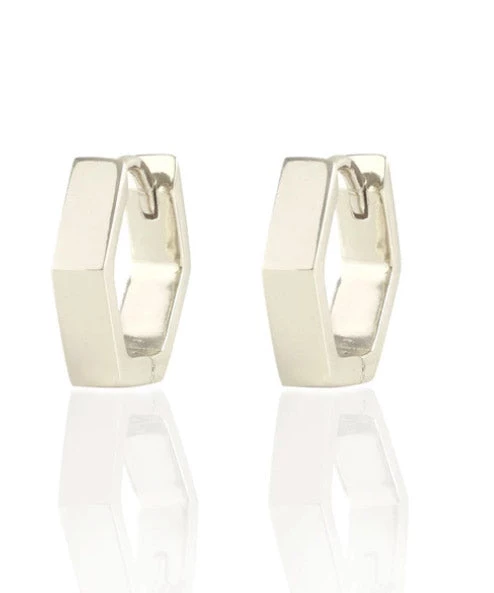 Kris Nations Hexagon Hinged Huggie Hoops - Gold OR Silver 4 Kris Nations Hexagon Hinged Huggie Hoops - Gold OR Silver
