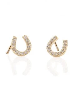 Kris Nations Horseshoe Pave Earrings - Gold JEWELRY