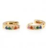 JEWELRY Kris Nations Pave Huggie Hoop Earrings - Gold/Rainbow