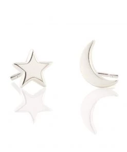 Kris Nations Star And Moon Stud Earrings - Silver