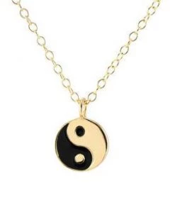 Kris Nations Yin & Yang Charm Necklace - Gold/Black JEWELRY