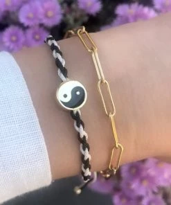 Kris Nations Yin & Yang Crochet Bracelet - Gold