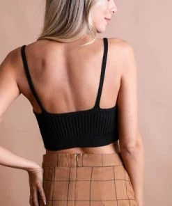 She She Boutique Rib Knit Bralette Top - Black OR Brown CLOTHING