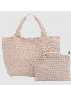She She Boutique London Large Hand-Woven Neoprene Bag - Dusty Pink
