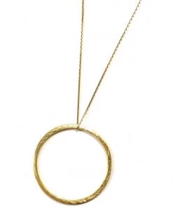 She She Boutique Long Circle Drop Necklace - Gold JEWELRY