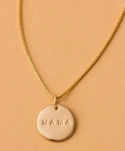 She She Boutique Mama 1/2" Disc Necklace - Gold JEWELRY