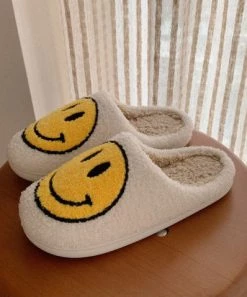 She She Boutique Smiley Face Slippers - White/Blue, Yellow/White, White/Yellow/Blue, White/Yellow, White/Sky Blue OR White/Pink