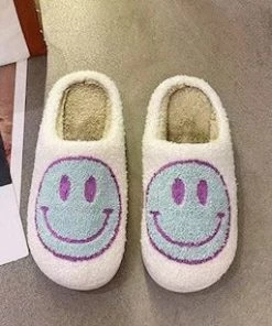 She She Boutique Smiley Face Slippers - White/Blue, Yellow/White, White/Yellow/Blue, White/Yellow, White/Sky Blue OR White/Pink