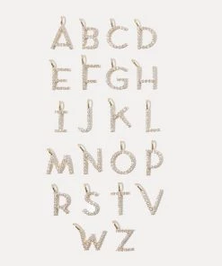 She She Boutique Miranda Frye Pave Initial Charm - Gold (Select Initial In Drop Down) JEWELRY