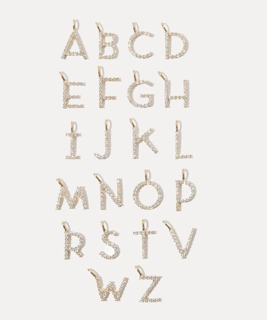 She She Boutique Miranda Frye Pave Initial Charm - Gold (Select Initial In Drop Down) JEWELRY 3 She She Boutique Miranda Frye Pave Initial Charm - Gold (Select Initial In Drop Down) JEWELRY