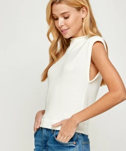 She She Boutique Mock Neck Tank Top - Ivory