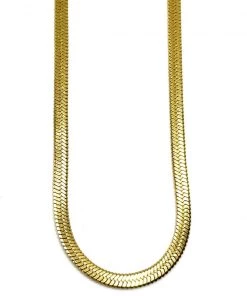She She Boutique 3MM Skinny Herringbone Necklace - Gold
