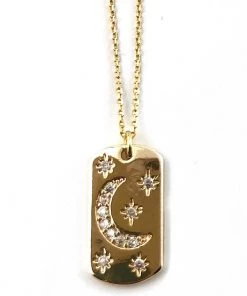 She She Boutique JEWELRY Engraved Moon Necklace - Gold