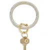 She She Boutique Leather Big O Key Ring - Gold Basketweave