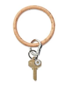 She She Boutique Leather Big O Key Ring - Mocha Ostrich