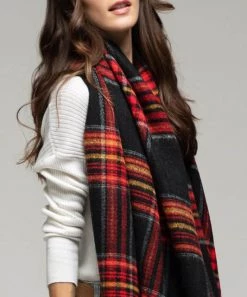 She She Boutique Oversized Plaid Scarf - Black - FINAL SALE ACCESSORIES
