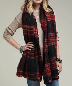 She She Boutique Oversized Plaid Scarf - Black - FINAL SALE ACCESSORIES