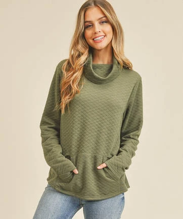 She She Boutique Cowl Neck Top - Olive CLOTHING 5 She She Boutique Cowl Neck Top - Olive CLOTHING
