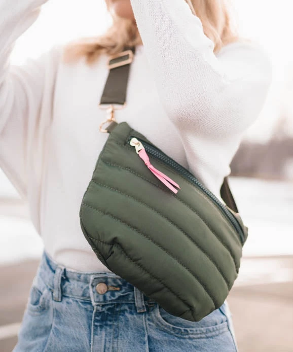 She She Boutique Jolie Puffer Belt Bag - Olive NEW ARRIVALS 4 She She Boutique Jolie Puffer Belt Bag - Olive NEW ARRIVALS