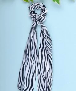 She She Boutique ACCESSORIES Scrunchie Hair Tie - Black/White Zebra