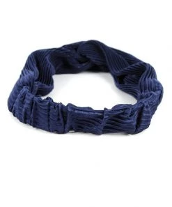 She She Boutique Pleated Criss Cross Headband - Navy