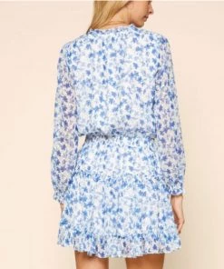 She She Boutique Floral Print Dress - Blue/White CLOTHING