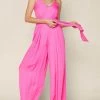 She She Boutique NEW ARRIVALS Jumpsuit With Waist Tie - Pink Bubblegum