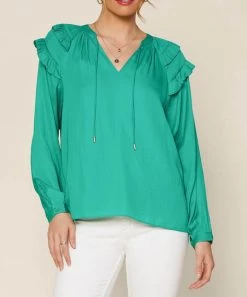 She She Boutique Split Neck Blouse - Pink Bubblegum