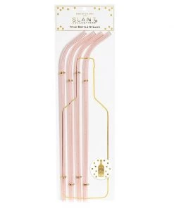 She She Boutique GIFTS Wine Bottle Straws, Set Of 4 - Pink Glitter