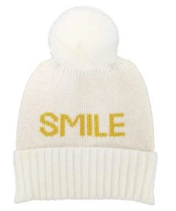 She She Boutique ACCESSORIES Smile Verbiage Beanie - Ivory