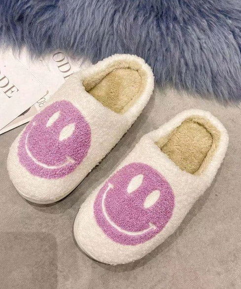 She She Boutique Smiley Face Slippers - White/Purple 4 She She Boutique Smiley Face Slippers - White/Purple
