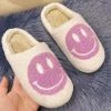 She She Boutique Smiley Face Slippers - White/Purple