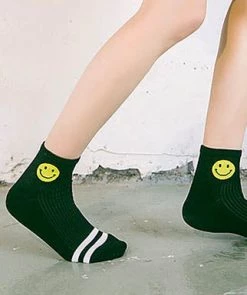 She She Boutique Smiley Face Socks - Black, Grey OR White CLOTHING
