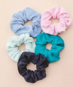 She She Boutique Soft Terry Cotton Scrunchie - Navy, Teal, Mint, Blush OR Periwinkle