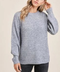 She She Boutique Crew Neck Sweater - Ivory OR Heather Grey - FINAL SALE CLOTHING